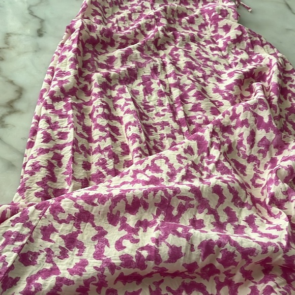 h&m tie detailed crepe v neck Maxi dress Pink Cream Loose Fit S/M - Picture 13 of 14